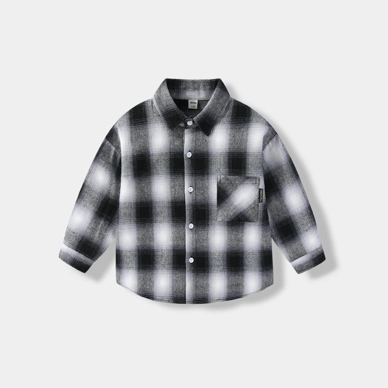シャツ 子供服 男の子 100% 純綿 格子柄 ネルシャツ 親子コーデ 普段使い 通学着 秋冬