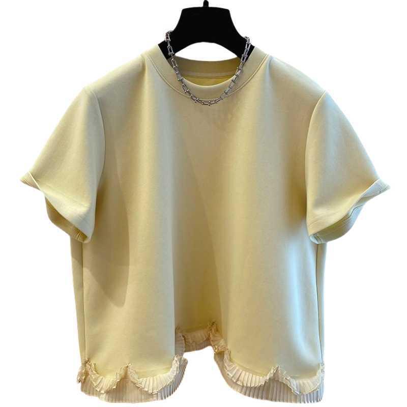 Tシャツ レディース 半袖 ネット 切り替え コットン トップス 夏 普段使い かわいい 接触冷感 伸縮性 カットソー2
