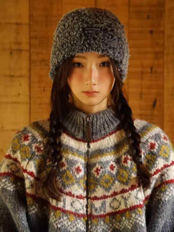Toilet Articles - ニット レディース 秋冬 レトロ フェアアイル柄 ゆったり ハイネック ニットカーディガン アウター 羽織り あったか かわいい