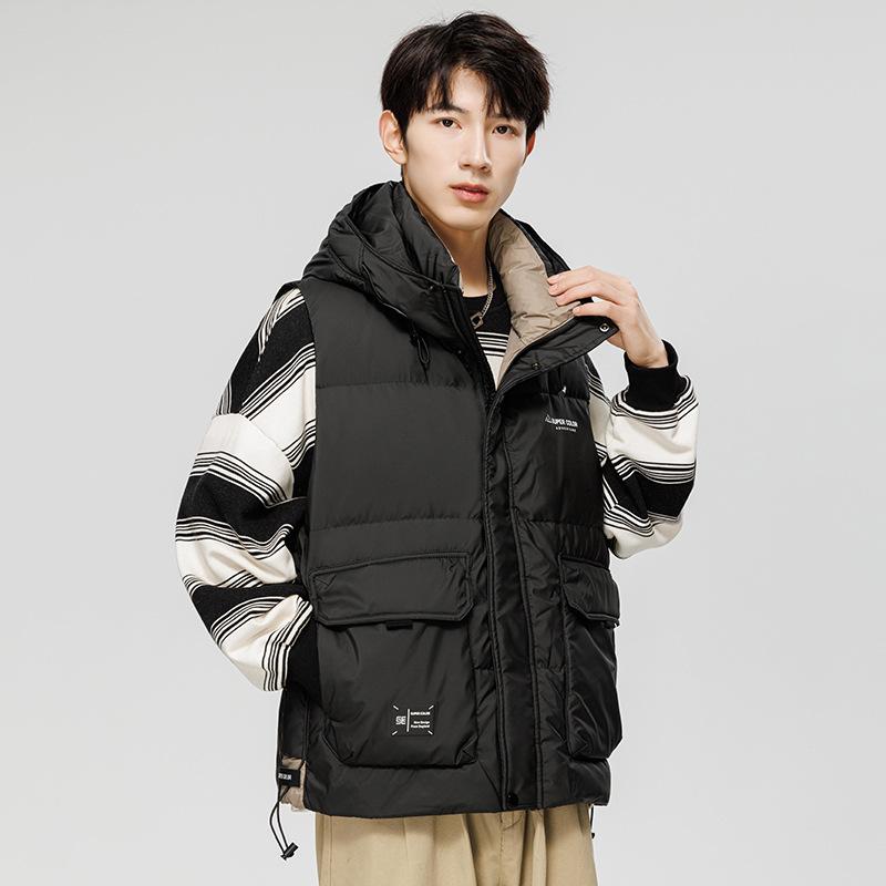 ダウンベスト 男性用 ダウンジャケット 厚手 防寒 暖かい アヒル羽毛 連帽 アウター チョッキ2