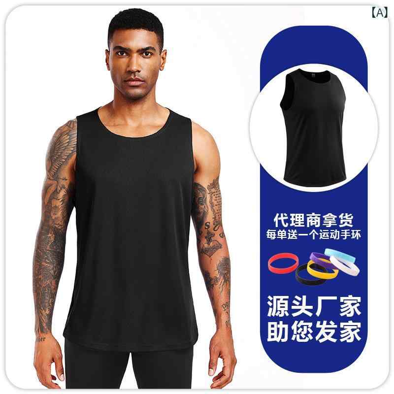 Tシャツ 男性用 ノースリーブ 運動着 ランニングウェア 吸湿速乾 通気性 スポーツ...