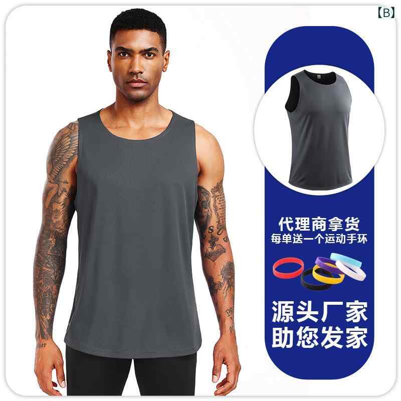 Tシャツ 男性用 ノースリーブ 運動着 ランニングウェア 吸湿速乾 通気性 スポーツ...