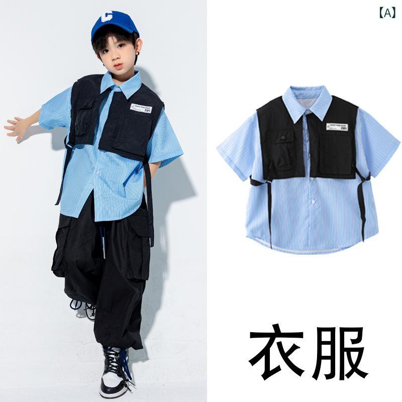 ダンス衣装 ガールズ ジャズ グラデーション Tシャツ ボーイズ ヒップホップ セットアップ ストリートダンス キッズ ダンスウェア・性別: 男女兼用・ダンスの種類: 練習・要素: スポーツ、プリント・スタイル: ヒップホップ・生地: 綿・主な生地の成分: 綿100%・安全レベル: B類・対象シーズン: 夏・カラー: 311黒フェイクレイヤード, 904黒ワークウェア, 311黒フェイクレイヤード+904黒ワークウェア, 311黒フェイクレイヤード+904黒ワークウェア+ブルーハット・対象身長: 110cm, 120cm, 130cm, 140cm, 150cm, 160cm, 170cm, 180cm・対象年齢: 8歳以上、140cm以上・製品カテゴリ: 子供用パフォーマンスウェア/ダンスウェア