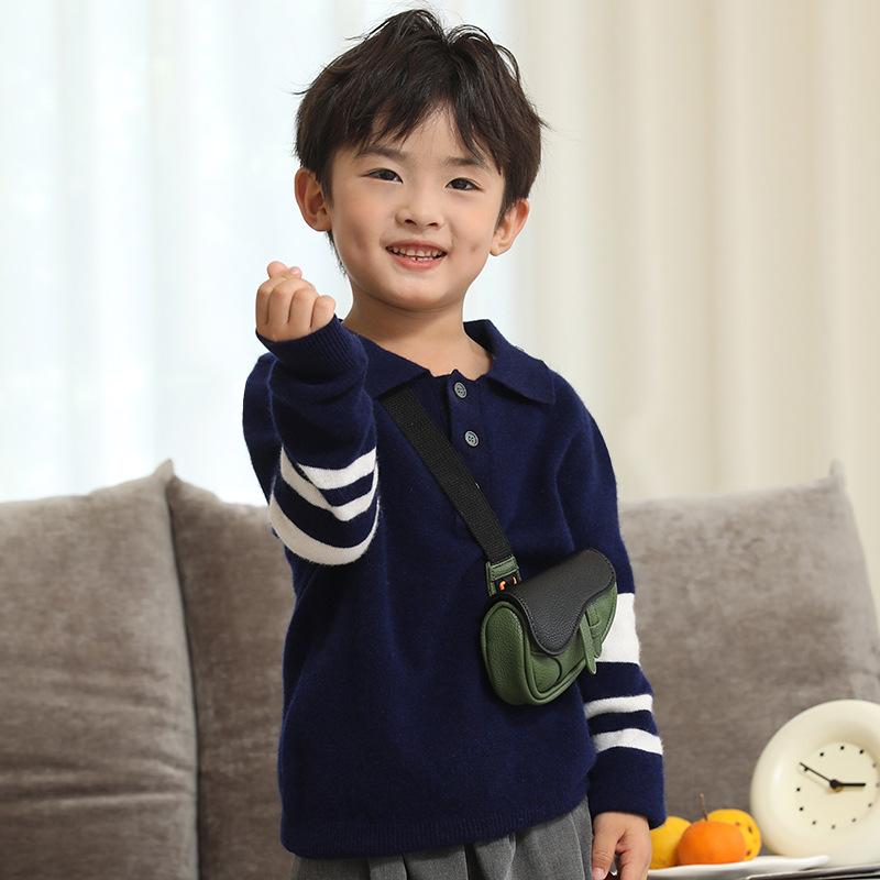 子供服 ニット・セーター 男女兼用 ベビー服 ポロシャツ 配色 ウール セーター 長袖 秋冬