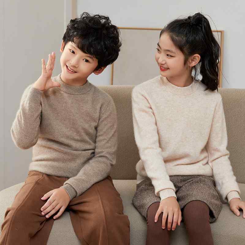 ニット キッズ 秋冬 女児用 カシミヤ セーター ハーフハイネック 男児用 ウール トップス ベビー 子供 羊毛