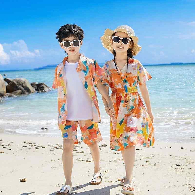 ワンピース ガールズ キッズ 子供服 女の子 プリンセス サマードレス ビーチ 海 リゾート 半袖 綿 姉妹コーデ 春夏