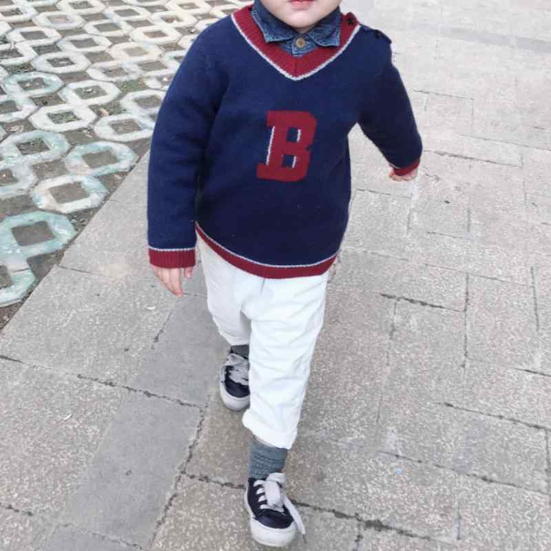 2ニット キッズ 男の子 Vネック B ウール セーター プルオーバー ウールニット 柔らかい 暖かい 防寒 インナーニット