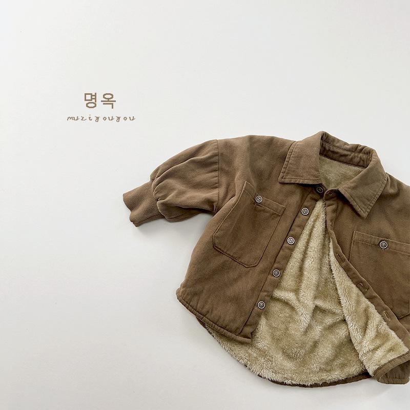 シャツ 子供 男女兼用 森ガール レトロ シングルブレスト アウター 秋冬 厚手 ネルシャツ かわいい あったか 起毛 防寒 ベビー キッズ