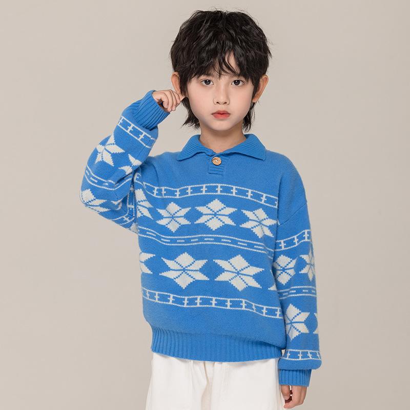 ニット キッズ 子供服 男の子 セーター トップス 秋冬 厚手 ウール 襟付き 韓国風 ファッション おしゃ..