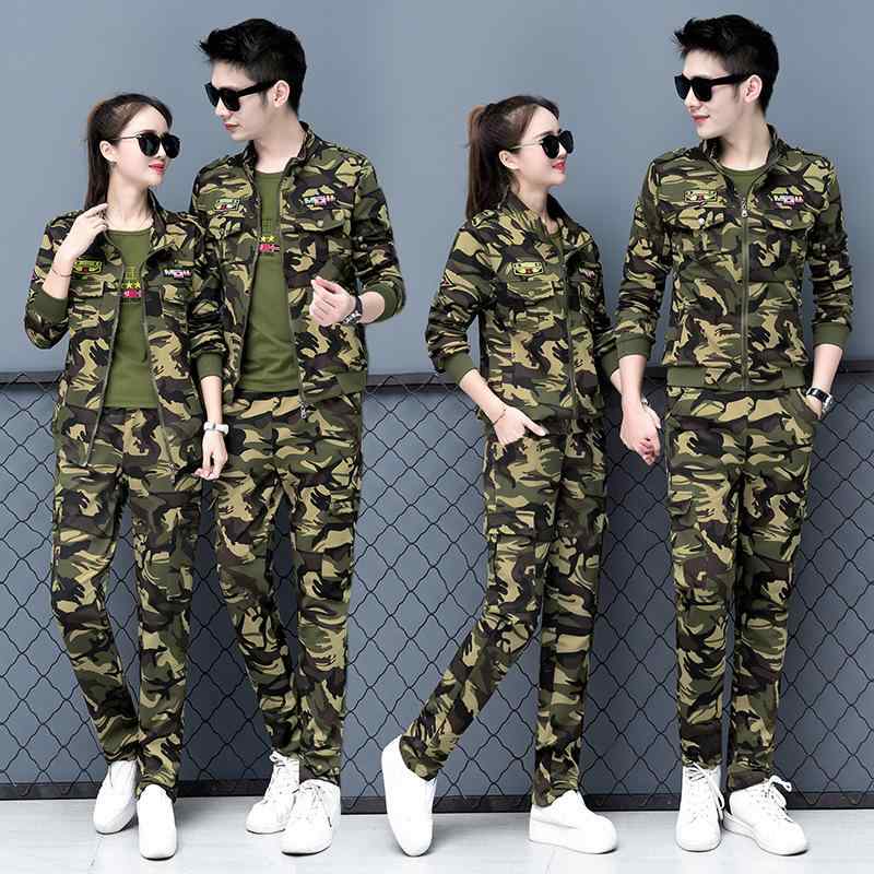 迷彩服 セットアップ 男性用 春秋 カジュアル 運動着 上下セット 伸縮性 ウエストゴム ズボン2