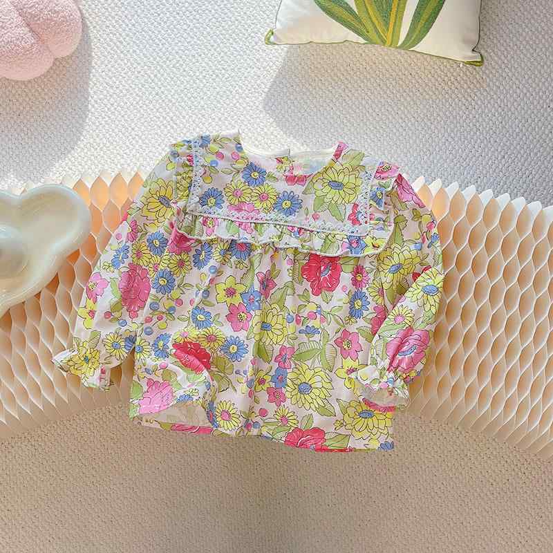 シャツ ガールズ 子供服 長袖 ブラウス かわいい 襟付き 花柄 トップス 春秋 おしゃれ2