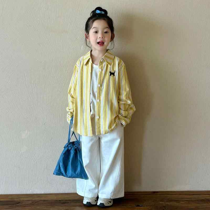 シャツ 子供 ストライプ シャツ ブラウス 長袖 トップス 2歳 3歳 4歳 5歳 6歳 7歳 春秋 かわいい 韓国風 カットソー インナー