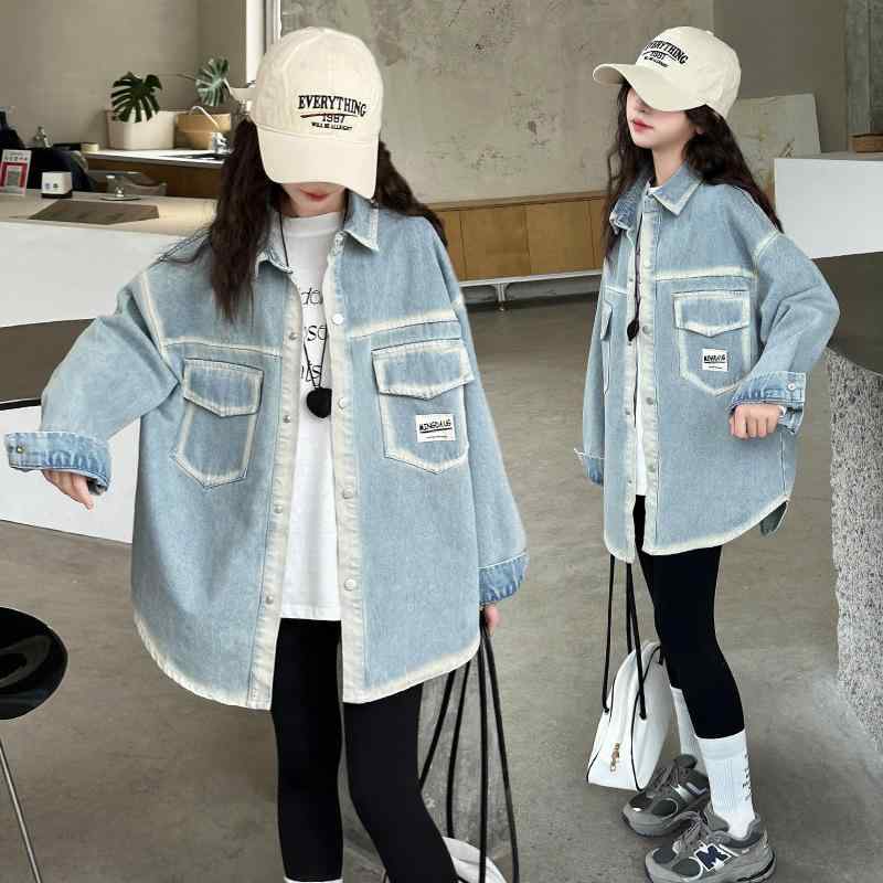 ジャケット キッズ デニム 春物 韓国風 かわいい 女の子 子供服 アウター シャツ