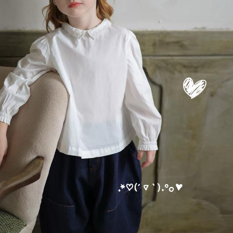 シャツ ガールズ キッズ レース 花柄 襟付き トップス ブラウス 幼稚園 かわいい おしゃれ