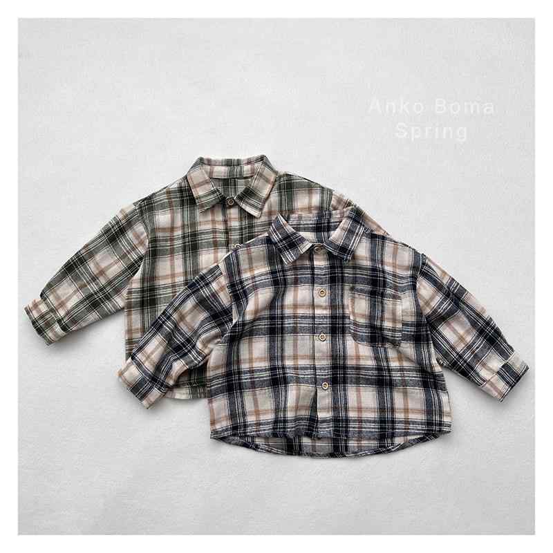 シャツ 子供 レトロ チェック柄 長袖 開襟シャツ 男女兼用 日韓スタイル 起毛 ネルシャツ