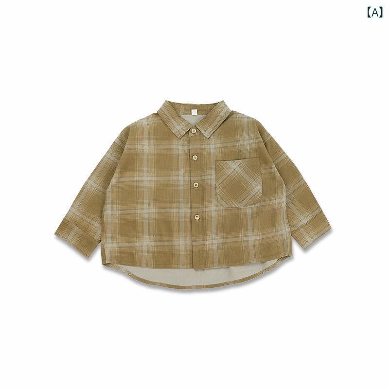 シャツ キッズ 子供服 長袖 トップス 秋服 春秋 ネルシャツ コーデュロイ かわいい おしゃれ