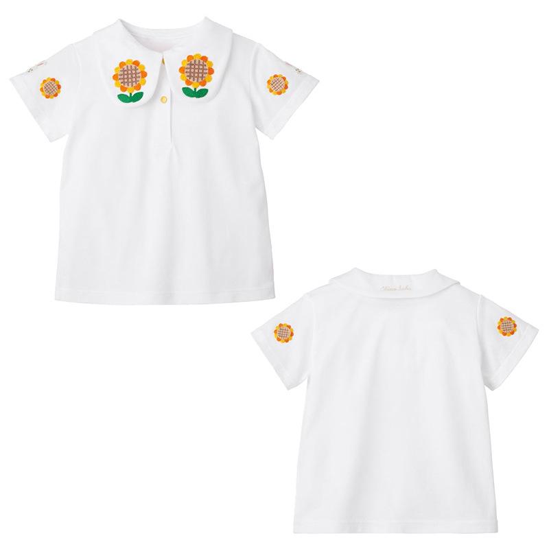 シャツ キッズ 半袖 ベビー 子供服 トップス カートゥーン ウサギ ヒマワリ 刺繍 春夏