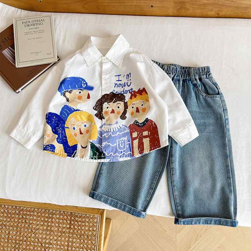 シャツ キッズ 子供 男女兼用 韓国風 個性的なアニメーションプリント アルファベット柄