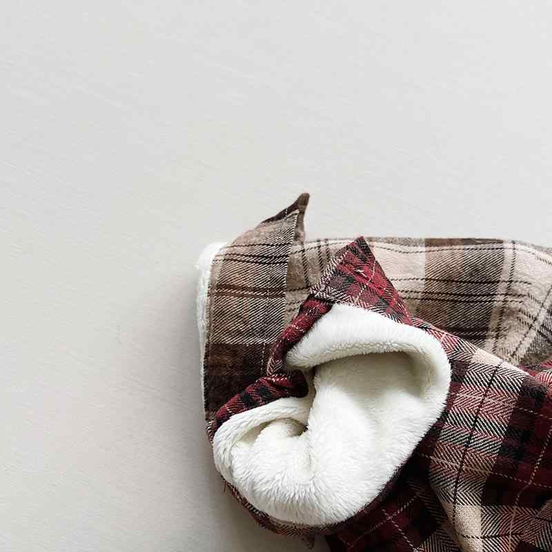 シャツ キッズ 秋冬 子供用 裏起毛 格子柄 シャツ 男女兼用 韓国風 レトロ ネルシャツ かわいい 暖かい・性別: 男女兼用・対象年齢: 3～8歳 (100～140cm)・スタイル: 韓国版・袖丈: 長袖・柄: 格子・主な素材: 綿95%・安全等級: A類・カラー: カーキ, 紫紅・適合身長: 80cm, 90cm, 100cm, 110cm, 120cm, 130cm・製品カテゴリ: 子供用シャツ