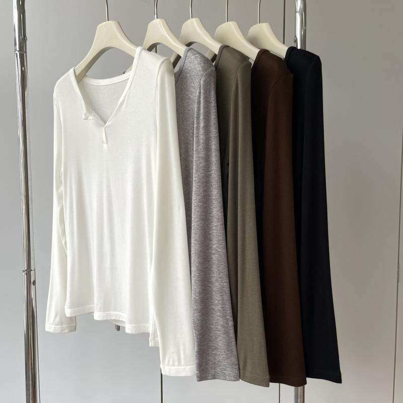 Tシャツ レディース 兰精天丝 美丽诺羊毛 小Vネック 軽量 快適 ゆったり 長袖 トップス 春2