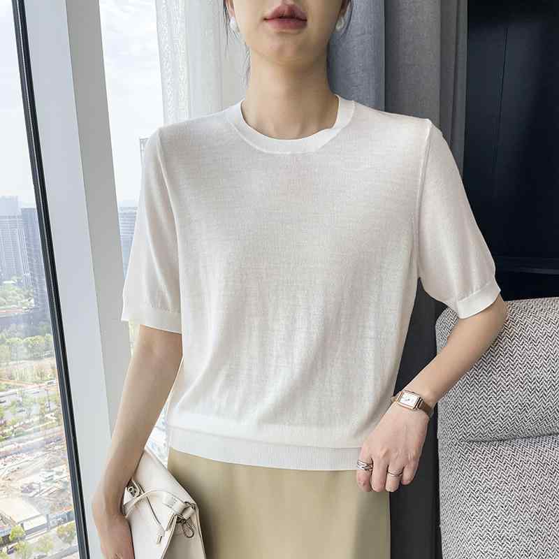 Tシャツ レディース 柔らか ニット 120支 メリノウール Tシャツ 半袖 ゆったり 春夏 トップス 接触冷感