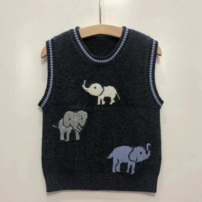 ニット キッズ 子供用 ウール ベスト 秋冬 ノースリーブ セーター 丸首 チョッキ あったか