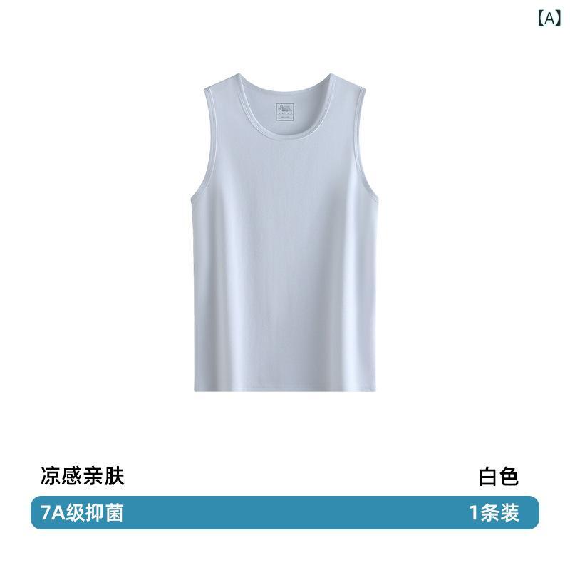 メンズ タンクトップ 男性用 60番手 コーマ綿 吸汗 薄手 通気性 ノースリーブ ワイドショルダー スポーツ トレーニング ジム 運動着 白..