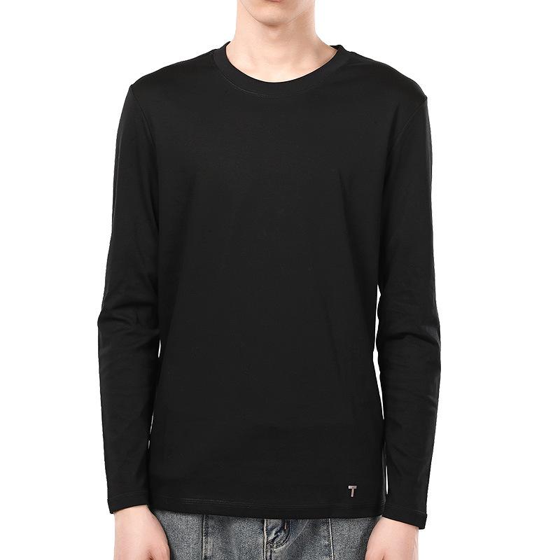 Rakuten - Tシャツ メンズ 男性用 長袖 新疆綿 黒 テック 吸水速乾 白 トップス