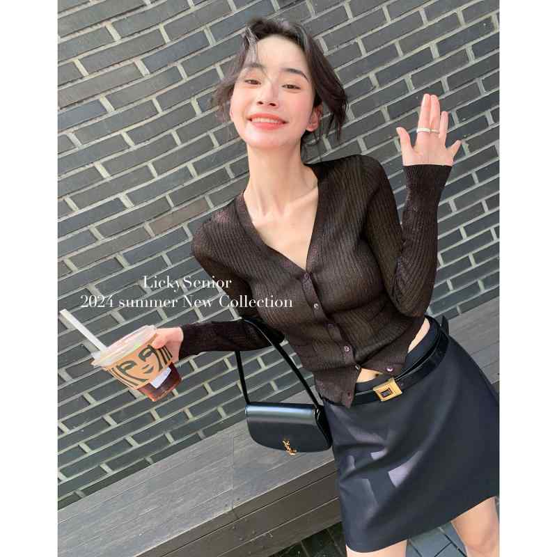 乐天商城 - カーディガン レディース Vネック ニット トップス イタリア製 再生繊維 婦人服 普段使い お出かけ着
