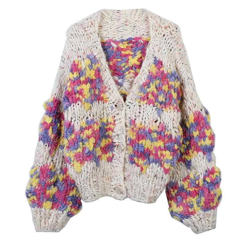 ニットカーディガン レディース 秋冬 レトロ 配色 Vネック 長袖 ゆったり ゆるかわ 接触冷感 伸縮性