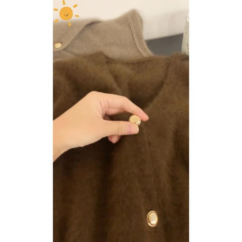 ニットカーディガン レディース 秋冬 栗色 ミンク風 ふわふわ 柔らかい ゆったり リラックス かわいい ニット カーデ