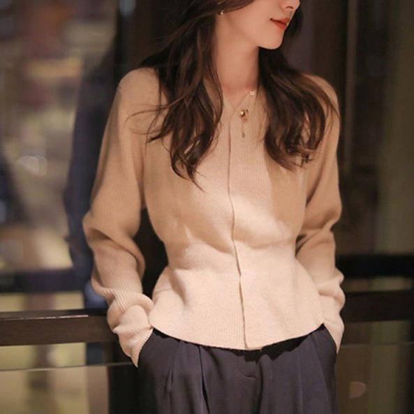 カーディガン レディース 長袖 ニット エレガント ウエストシェイプ トップス 秋冬 ニットカーディガン ニットカーデ