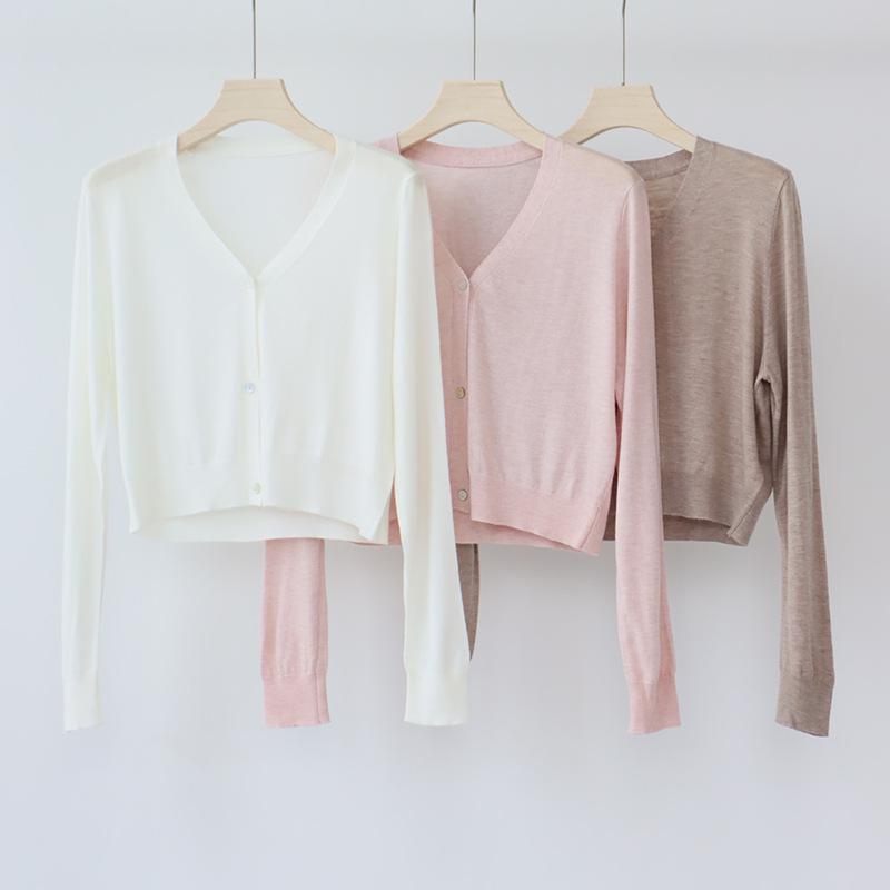 ニットカーディガン レディース 長袖 Vネック ショート丈 ウール混紡 カーディガン アウター 秋冬 ニット セーター 通勤スタイル