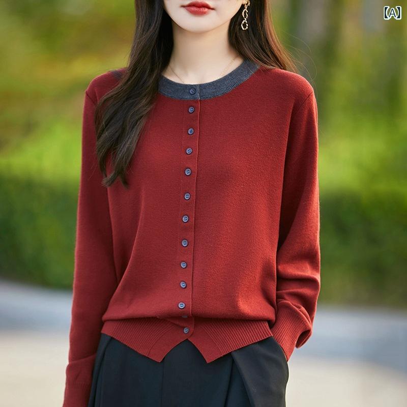 ニットカーディガン レディース 長袖 ゆったり 高級感 セーター アウター 大きいサイズ トップス ニット 春秋