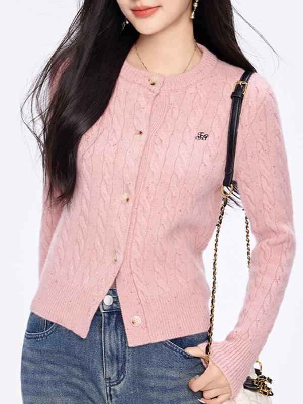 カーディガン レディース 秋冬 レトロ ケーブル編み ニット アウター 羽織り あったか 暖かい 防寒
