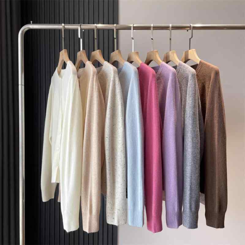 Long-Sleeved Knit - カーディガン レディース オーストラリア産ウール ニット シームレス やわらか 肌触り 無地 多色 シンプル デイリー 普段使い 秋冬 あったか