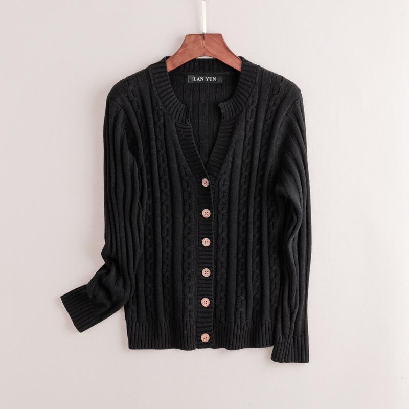 Long-Sleeved Knit - ニット レディース 秋冬 シルク カシミヤ カーディガン 桑蚕丝 Vネック トップス ショート丈 ケーブル編み ニットアウター 女性用 羽織りもの2