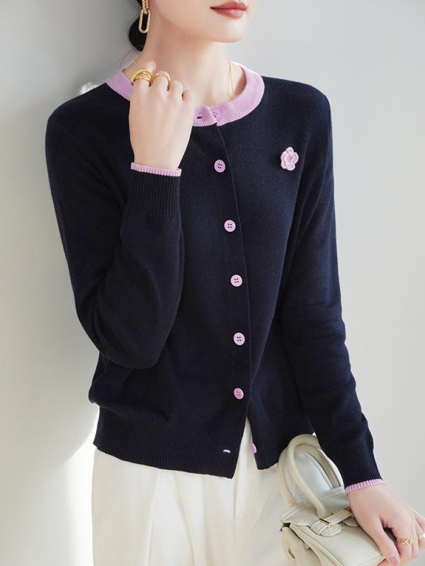ニット カーディガン レディース 秋冬 トップス 立体 花柄 高級感 カジュアル 暖かい 防寒