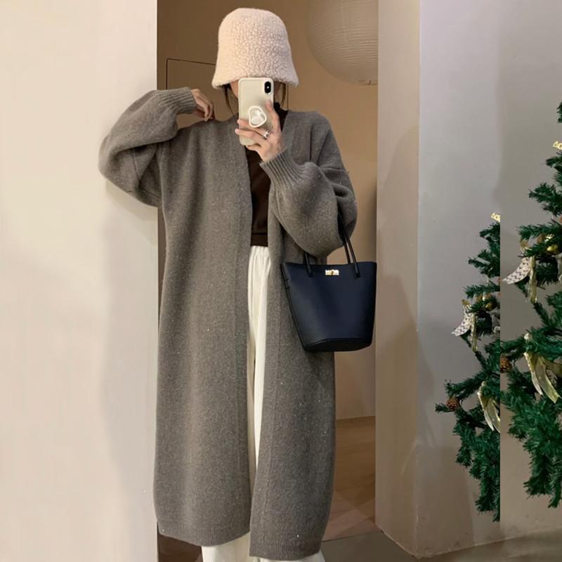 ニット レディース カーディガン 秋冬 厚手 ニットカーディガン ゆったり 柔らかい ミディアム丈 トップス 接触冷感 伸縮性 あったか かわいい 高見え2