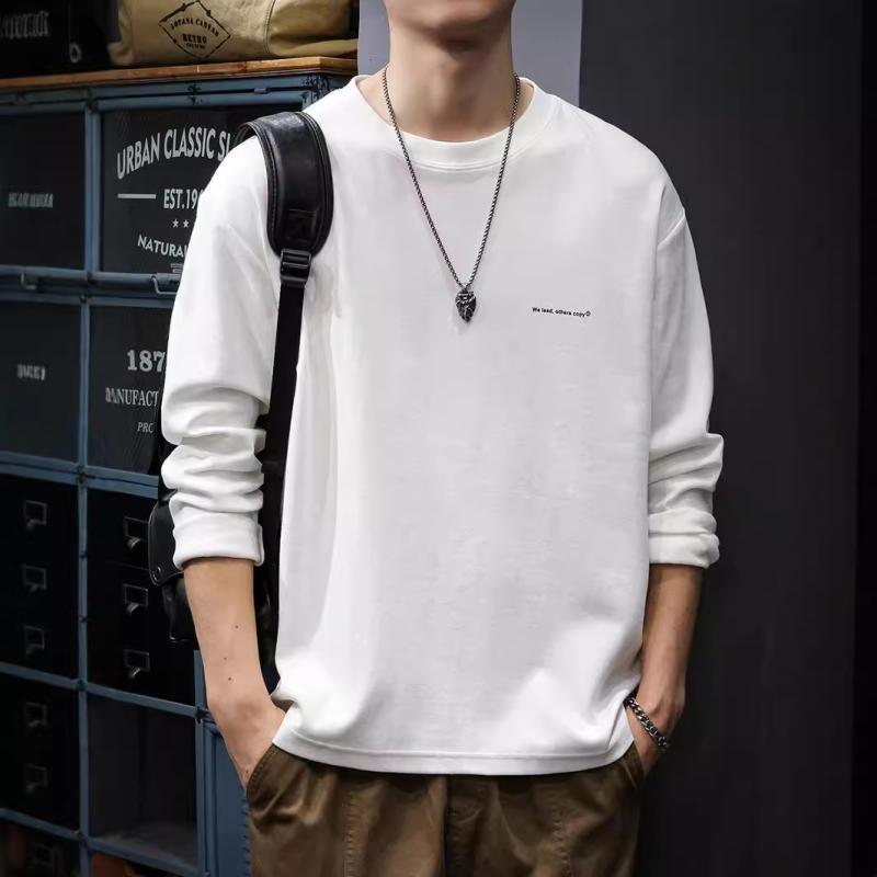 乐天商城 - Tシャツ メンズ 男性用 丸首 長袖 ヘビーウェイト トレーナー 無地 春秋 ビッグシルエット ゆったり 大きいサイズ インナー
