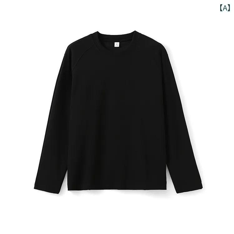 Tシャツ メンズ 男性用 秋冬 トップス 長袖 カットソー ゆったり カジュアル 肩落ち ドロップショルダー 2