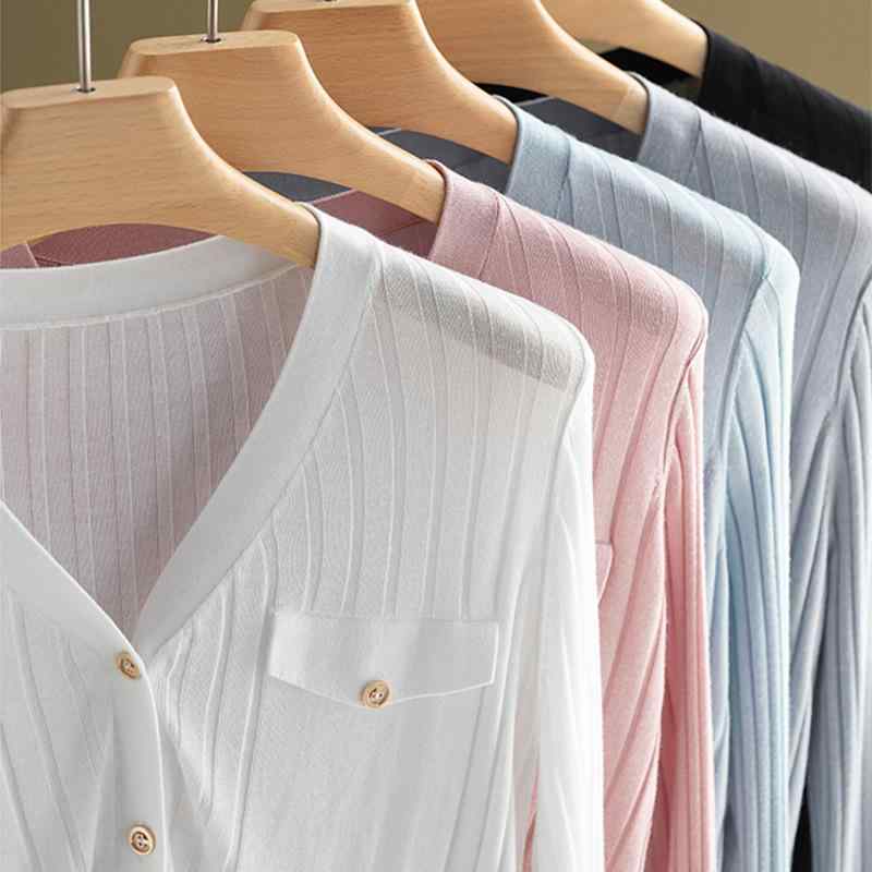 カーディガン レディース 薄手 Vネック ニット トップス アウター 羽織り 日焼け防止 接触冷感 冷房対策 紫外線対策 春夏