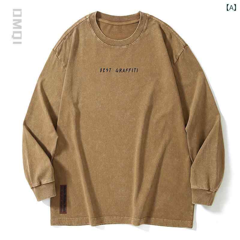 Tシャツ 男性用 大きいサイズ 長袖 厚手 ヘビーウェイト アメリカン レトロ トレーナー カットソー インナー 普段使い・スタイル: 日式復古・主な素材: 綿100%・柄: 文字・フィット: ルーズ・ネックライン: クルーネック・袖丈: 長袖・厚さ: 普通・カラー: コーヒー色・カテゴリ: Tシャツ・袖のタイプ: レギュラー・重さ: 約250g-300g・対象: 成人・性別: 男性・製品タイプ: Tシャツ