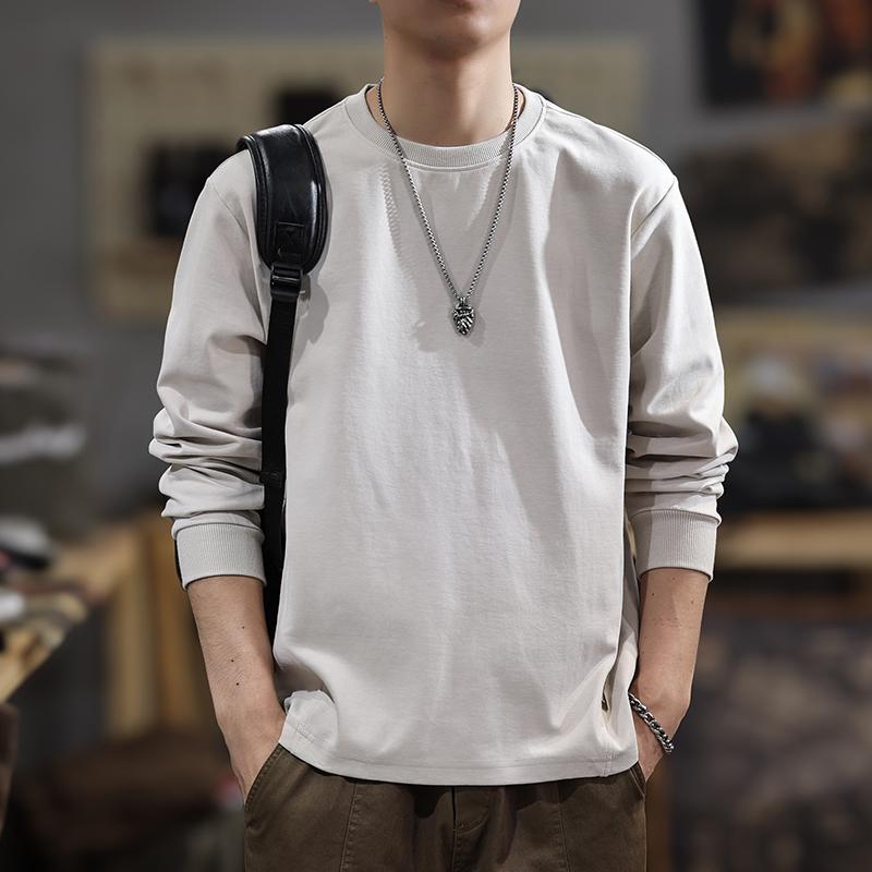スウェット メンズ 男性用 ラウンドネック プルオーバー トップス 長袖 Tシャツ ゆったり 無地 春物 秋冬 インナー 普段使い