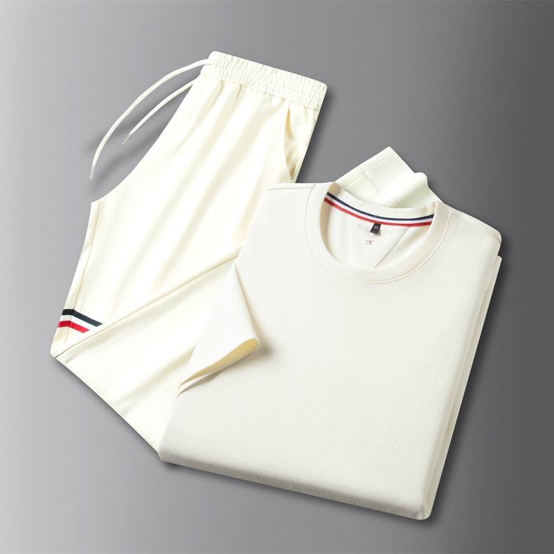 乐天商城 - メンズ カジュアル セットアップ 春夏 男性用 ファッション Tシャツ & 長ズボン 上下 2点セット ルームウェア 普段使い 部屋着 ゆったり 快適