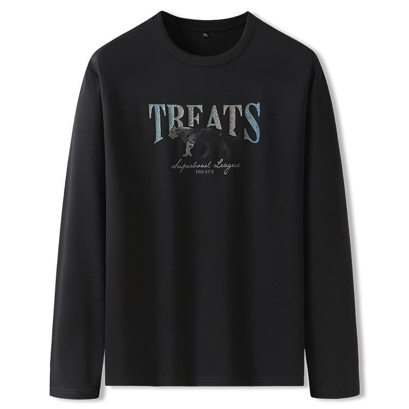 Tシャツ 男性用 大きいサイズ 長袖 伸縮性 リラックス ラウンドネック プルオーバー カットソー 大码 吸汗