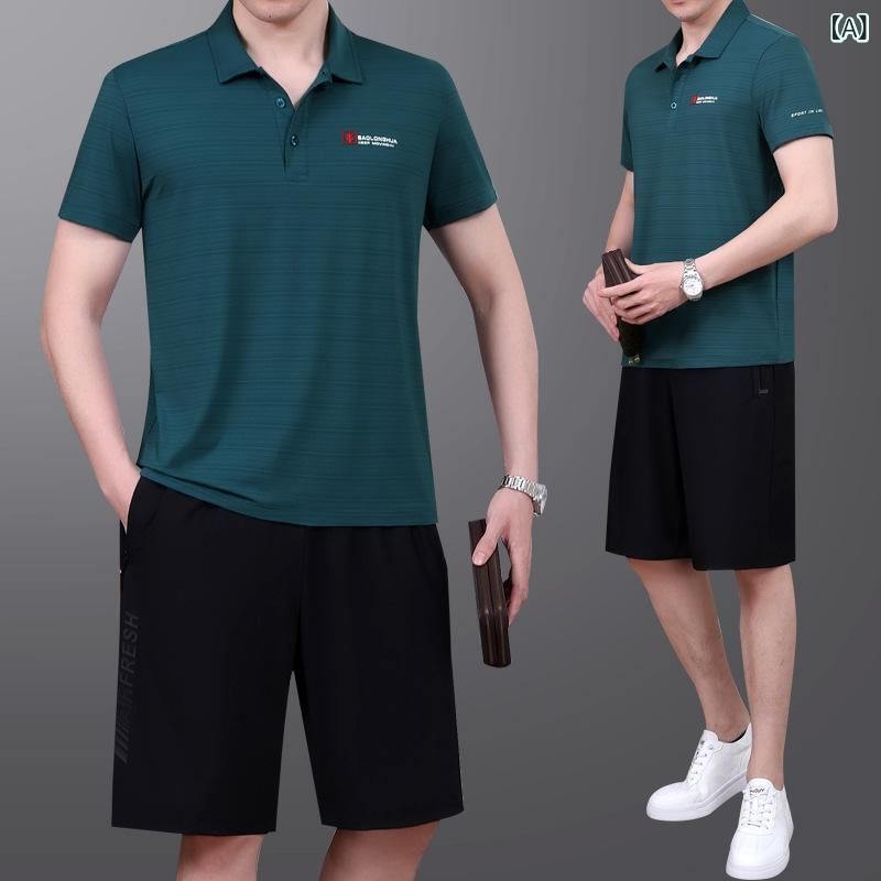 樂天商城 - Tシャツ メンズ 男性用 半袖 トップス パンツ セットアップ 2点セット 接触冷感 クールネック カジュアル 普段使い 部屋着