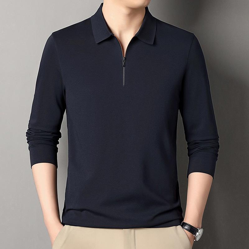 Tシャツ 男性用 長袖 秋冬 ハーフジップ 襟付き トップス カットソー ポロシャツ カジュアル 中青年