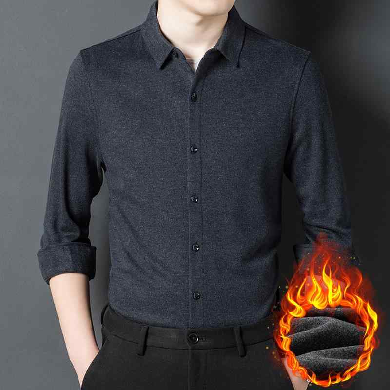 シャツ 男性用 長袖 裏起毛 暖かい 秋冬物 紳士服 トップス おしゃれ きれいめ 通勤用 普段使い