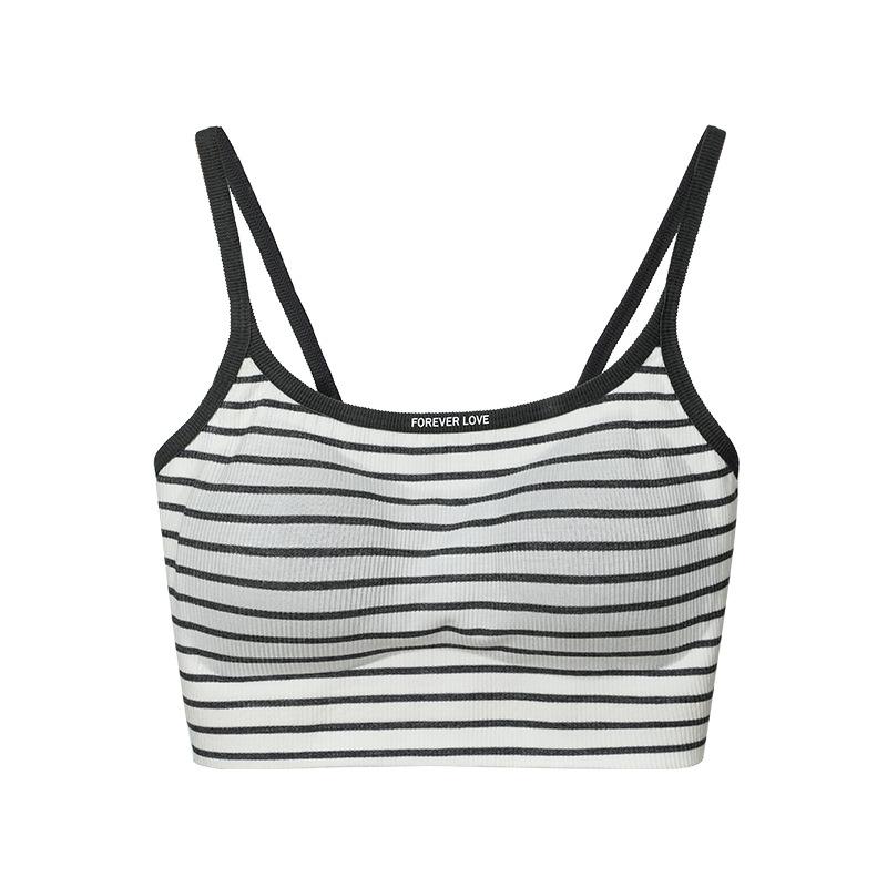 タンクトップ レディース スポブラ ストライプ スポーツブラ 快適 通気性 ノンワイヤー 美背2